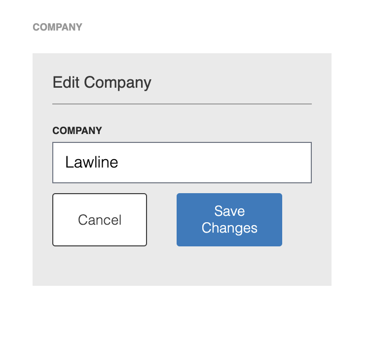 Screenshot of company name edit box with save changes option available