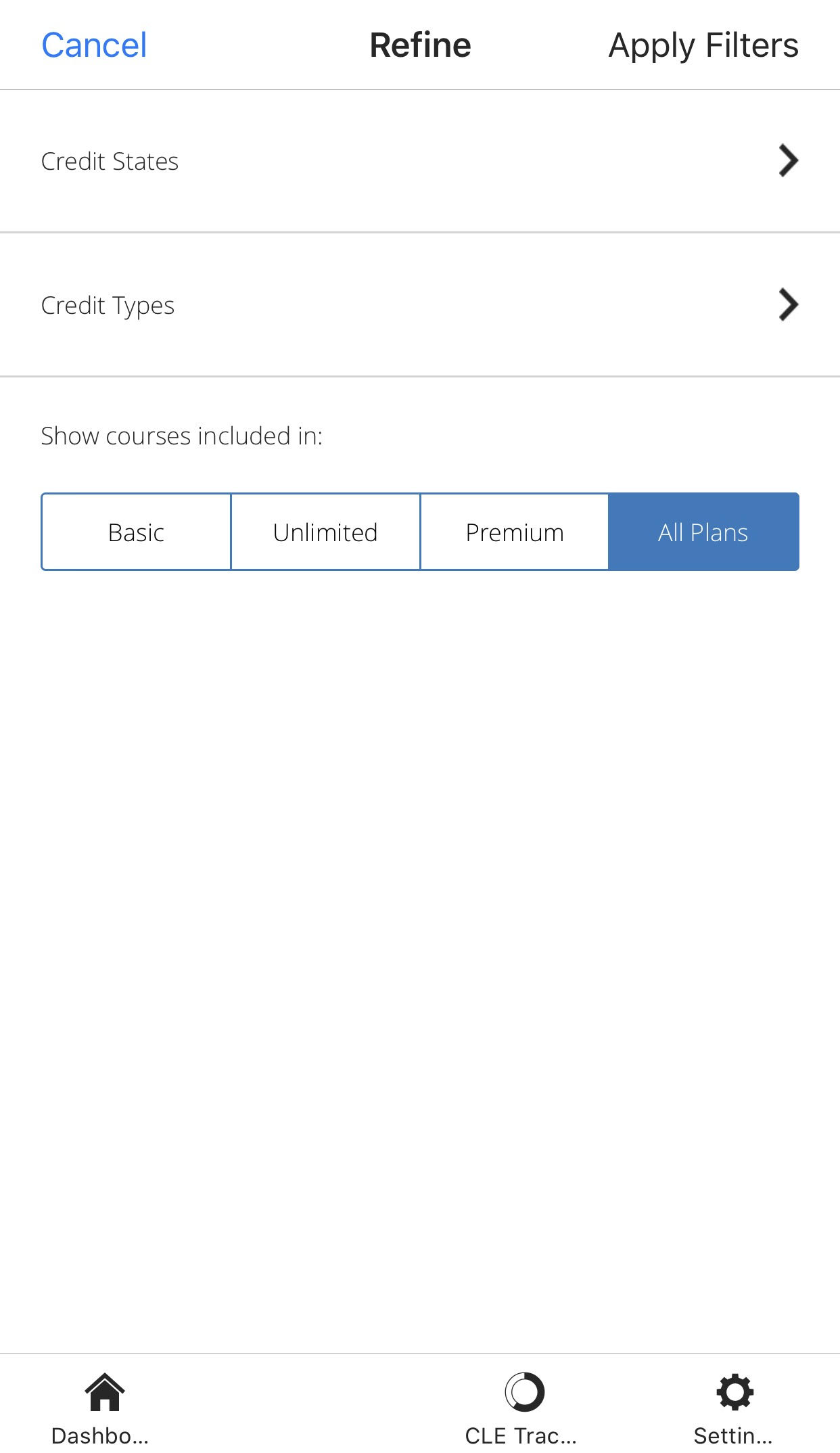 screenshot of additional filter types within catalog